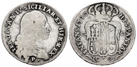 Italia. Nápoles y Sicilia. Ferdinando IV. 20 grana. 1790. Nápoles. C/C-C. (Km-208). (Mont-239). Ag. 4,39 g. Escasa. BC/BC+. Est...50,00. /// ENGLISH: ...