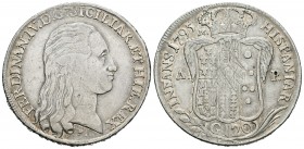 Italia. Ferdinando IV. Piastra de 120 grana. 1795. Nápoles. M / A-P. (Km-215). Ag. 2,35 g. Rayas de ajuste. MBC. Est...100,00. /// ENGLISH: Italy. Fer...