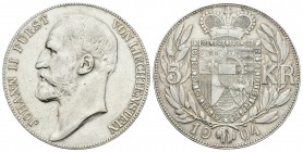 Liechtenstein. Johann II. 5 kronen. 1904. (Km-Y4). (Dav-216). Ag. 24,01 g. EBC-. Est...150,00. /// ENGLISH: Liechtenstein. Johann II. 5 kronen. 1904. ...
