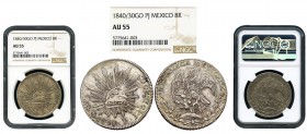México. 8 reales. 1840/30. Guanajuato. PJ. (Km-377.8). Ag. 27,17 g. Encapsulada por NGC como AU 55. EBC-. Est...80,00. /// ENGLISH: Mexico. 8 reales. ...