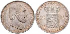 Países Bajos. Willem III. 2 1/2 gulden. 1869. (Km-82). Ag. 24,97 g. Golpecitos en el canto. Tono. EBC+. Est...60,00. /// ENGLISH: Low Countries. Wille...