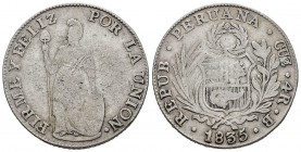 Perú. 4 reales. 1835. Cuzco. B. (Km-151.1). Ag. 13,50 g. BC+. Est...25,00. /// ENGLISH: Peru. 4 reales. 1835. Cuzco. B. (Km-151.1). Ag. 13,50 g. Choic...