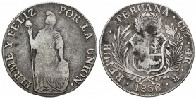 Perú. 4 reales. 1836. Cuzco. B. (Km-151.1). Ag. 12,66 g. BC+. Est...25,00. /// ENGLISH: Peru. 4 reales. 1836. Cuzco. B. (Km-151.1). Ag. 12,66 g. Choic...