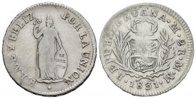 Perú. 2 reales. 1831. Lima. MM. (Km-141.1). Ag. 7,07 g. MBC-. Est...30,00. /// ENGLISH: Peru. 2 reales. 1831. Lima. MM. (Km-141.1). Ag. 7,07 g. Almost...