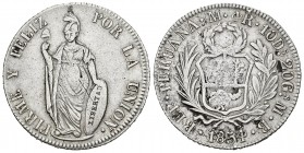 Perú. 4 reales. 1854. Lima. MB. (Km-151.3). Ag. 12,37 g. MBC/MBC-. Est...40,00. /// ENGLISH: Peru. 4 reales. 1854. Lima. MB. (Km-151.3). Ag. 12,37 g. ...
