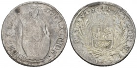 Perú. 4 reales. 1855. Lima. MB. (Km-151.3 similar). Ag. 11,66 g. Falsa de época. BC. Est...15,00. /// ENGLISH: Peru. 4 reales. 1855. Lima. MB. (Km-151...