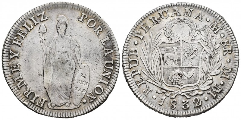 Perú. 8 reales. 1832. Lima. MM. (Km-142.3). Ag. 26,68 g. MBC-. Est...50,00. /// ...