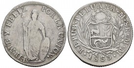 Perú. 8 reales. 1833. Lima. MM. (Km-142.3). Ag. 26,95 g. BC+/MBC-. Est...40,00. /// ENGLISH: Peru. 8 reales. 1833. Lima. MM. (Km-142.3). Ag. 26,95 g. ...