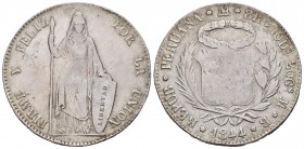 Perú. 8 reales. 1844. Lima. MB. (Km-142.10). Ag. 26,36 g. BC+/BC. Est...35,00. /// ENGLISH: Peru. 8 reales. 1844. Lima. MB. (Km-142.10). Ag. 26,36 g. ...