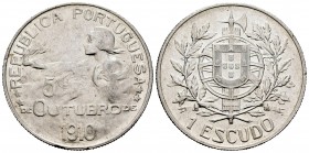 Portugal. 1 escudo. 1910. (Km-560). Ag. 24,85 g. Golpecitos en el canto. EBC+. Est...80,00. /// ENGLISH: Portugal. 1 escudo. 1910. (Km-560). Ag. 24,85...