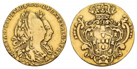 Portugal. María I y Pedro III. 1/2 escudo de 800 reis. 1778. Lisboa. (Gomes-21.02). (Km-296). Au. 1,48 g. Estuvo en aro. BC+/MBC-. Est...150,00. /// E...