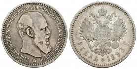 Rusia. Alexander III. 1 rouble. 1893. San Petesburgo. (Km-Y46). (Bitkin-77). Ag. 19,67 g. BC+. Est...60,00. /// ENGLISH: Russia. Alexander III. 1 roub...