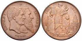 Bélgica. Leopold II. Medalla. 1880. Ae. 24,97 g. Medalla en módulo de 5 francos conmemorando los 50 años de la Constitución. EBC+. Est...80,00. /// EN...