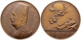 Egipto. Fuad I. Medalla. 1934. Ae. 144,00 g. 10º Congreso Postal Universal. Diámetro: 70 mm. Con estuche original algo deteriorado. EBC-. Est...250,00...