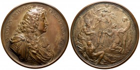 Francia. Louis XIV. Medalla. 1667. (Tresor-XI/6). Ae. 318,00 g. Captura de Tournai y Courtrai por el ejército francés. Muy rara. Diámetro 88 mm. MBC+....