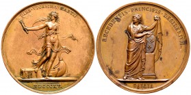 Francia. Louis XVIII. Medalla. 1815. (Bramsen-1603). Ae. 54,68 g. Sobre la restauración de los Borbones. Grabador: Andrieu F. Rayita en anverso. 50 mm...