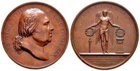 Francia. Louis XVIII. Medalla. 1816. (Wurzb-5633). Ae. 65,40 g. Conmemoración del matrimonio entre Charles Ferdinand von Berry y Karoline Ferdinande L...