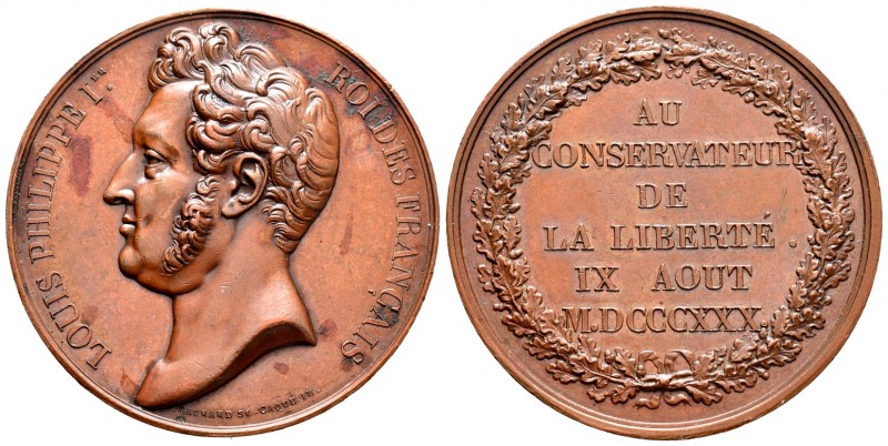 Francia. Louis Philippe I. Medalla. 1830. Ae. 37,63 g. El rey conservador de la ...