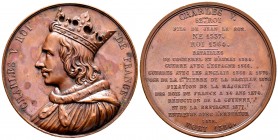 Francia. Medalla. 1836. Ae. 64,19 g. Conmemorativa del reinado de Carlos V (1337-1380). Grabador: Caqué. Golpecitos en el canto. 53 mm. EBC. Est...25,...