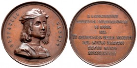 Italia. Medalla. 1833. Ae. 30,08 g. IV Centenario del nacimiento de Rafael Sanzio. Grabador: C. Moscetti. 40 mm. EBC. Est...25,00. /// ENGLISH: Italy....