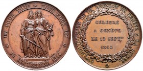 Suiza. Medalla. 1864. Ginebra. (Richter-594c). Ae. 58,92 g. Festival Federal de Tiro en Ginebra y Conmemoración del 50 aniversacio de la unión de Gine...