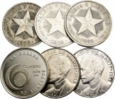 Cuba. Lote de 6 piezas de Cuba, 5 de 1 peso 1916, 1932, 1933, 1935 (2) y 1 de 20 pesos 1979. A EXAMONAT. Choice VF/AU. Est...100,00.