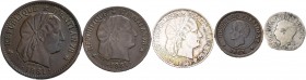 Haiti. Lote de 5 monedas de Haití, 1 céntimos 1881, 2 céntimos 1881, 5 céntimos 1863, 12 céntimos AN 14 (1817) y 20 céntimos 1894. A EXAMINAR. Almost ...