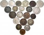 Switzerland. Lote de 21 monedas de Suiza, 1 céntimo 1877, 1938; 2 céntimos 1850, 1951, 1897, 1942; 5 céntimos 1850, 1873, 1897, 1912, 10 céntimos 1850...