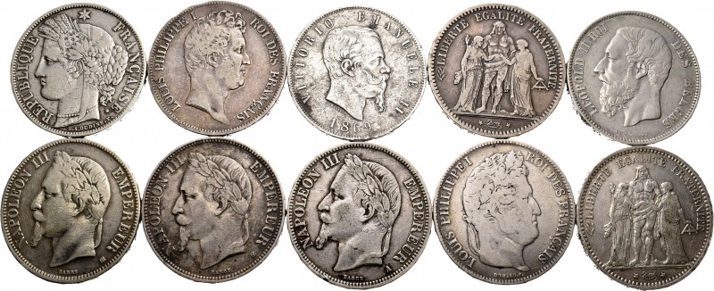 Lote de 22 monedas de plata mundiales, Francia (19), Bélgica (1), Austria (1) y ...