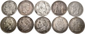 Lote de 22 monedas de plata mundiales, Francia (19), Bélgica (1), Austria (1) y EE.UU (1). Todas tipo duro. A EXAMINAR. Choice F/VF. Est...400,00.
