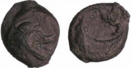 Bituriges-Cubes - Bronze au loup et au pégase (60-50 av. J.-C.)
A/ Tête de loup à droite, il semble tirer la langue. 
R/ Cheval ailé à droite.
TB
...
