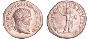 Caracalla - Antoninien (215, Rome) - Le Soleil
A/ ANTONINVS PIVS AVG GERM. Buste radié et drapé à droite. 
R/ P M TR P XVIII COS IIII P P. Le Soleil...