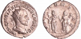 Trajan Dèce - Antoninien (250-251, Rome) - Les Pannonies
A/ IMP C M Q TRAIANVS DECIVS AVG Buste radié et drapé à droite. 
R/ PANNONIAE. Les Pannonie...