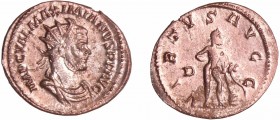 Maximien Hercule - Aurélianus (286, Lyon)
A/ IMP C VAL MAXIMIANVS P F AVG. Buste radié et cuirassé à droite. 
R/ VIRTVS AVGG / D|-. Hercule debout à...