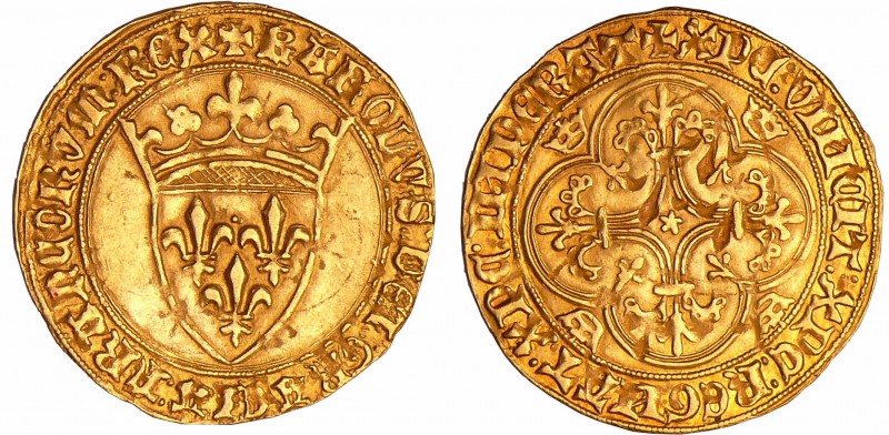 Charles VI (1380-1422) - Ecu d'or à la couronne - 1ère émission
A/ + KAROLVS : ...