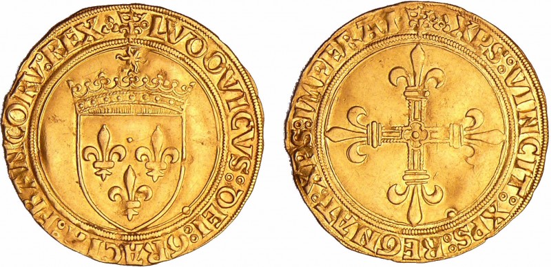 Louis XII (1498-1514) - Ecu d'or au soleil - Lyon
A/ (lis couronné) LVDOVICVS: ...