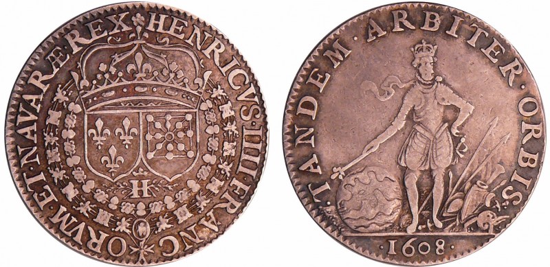 Henri IV (1589-1610) - Jeton en argent, 1608
R TTB
Feu.11923
Ar ; 4.73 gr ; 2...