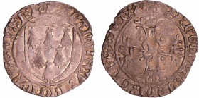 Bretagne - François II - Gros à l'écu (Nantes)
François II (1458-1488). A/ FRANCISCVS BRITONVM DVX N (hermine). Ecu à six mouchetures. 
R/ + SIT NOM...