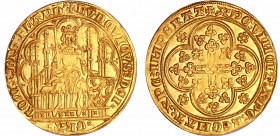 Flandre - Louis de Male - Ecu d'or au lion (Gand)
Louis II de Male (1346-1384). A/ LVDOVICVS : DEI xx GRA x COM : F: DNS: FLAND. Le comte assis sur u...