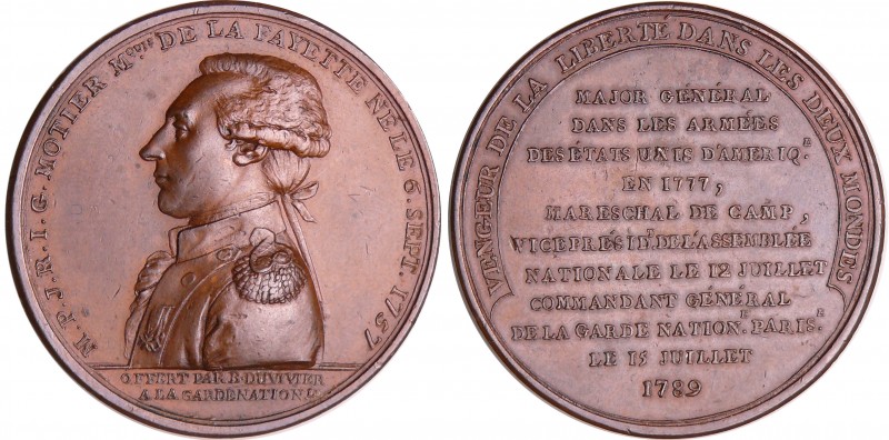 France - Révolution - Médaille par Duvivier pour la nomination de La Fayette à l...