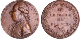 France - Révolution - Médaille populaire pour le retour de Necker au ministère des Finances le 29 juillet 1789
TTB
Hennin.53-TNG PL XI, Tasbille 73 ...