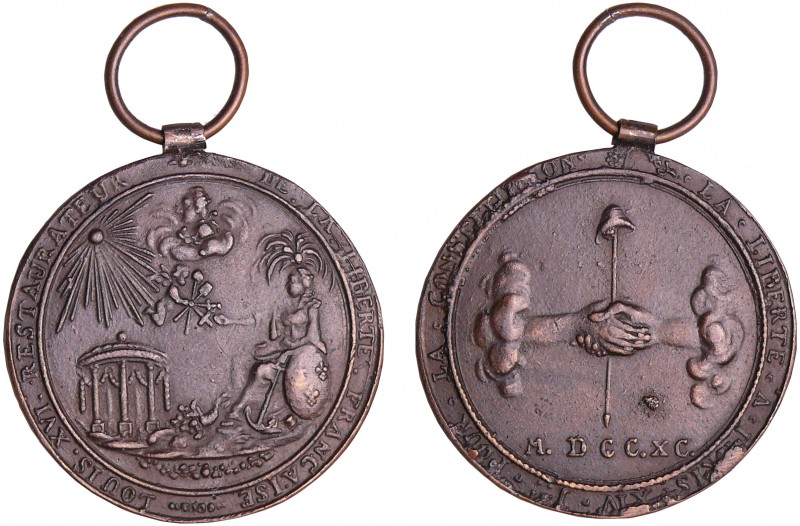 France - Révolution - Médaille pour la cérémonie de la fédération générale du 14...