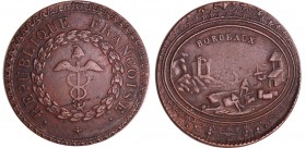 France - Révolution - Médaille pour la République Françoise à Bordeaux, 1795
TB+
Hennin.664
Bronze ; 10.87 gr ; 30.5 mm