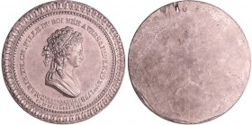 France - Révolution - Médaille uniface de Marie Thérèse, mise en liberté des tours du Temple, 17 décembre 1795
SUP
Hennin.686
Etain ; 22.27 gr ; 42...