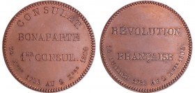 France - Révolution - Médaille Bonaparte 1er consul, révolution française, 1804
SUP
Bramsen.-
Bronze ; 15.37 gr ; 32 mm