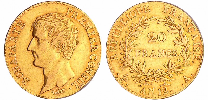 Bonaparte premier consul (1799-1804) - 20 francs An 12 A (Paris)
TTB
Ga.1020-F...