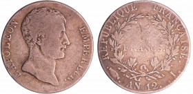 Napoléon 1er (1804-1814) - Type intermédiaire 5 francs An 12 I (Limoges)
TB
Ga.579-F.302
Ar ; 24.52 gr ; 37 mm