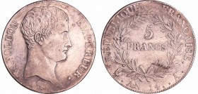 Napoléon 1er (1804-1814) - 5 francs An 14 A (Paris)
SUP
Ga.580-F.303
Ar ; 24.91 gr ; 37 mm
Variété de tranche : avec le E et L de PROTEGE LA super...
