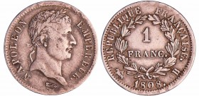 Napoléon 1er (1804-1814) - 1 franc revers république 1808 B (Rouen)
TTB
Ga.446-F.204
Ar ; 4.75 gr ; 23 mm