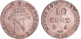 Napoléon 1er (1804-1814) - 10 centimes 1808 A (Paris)
TTB
Ga.190-F.130
Bill ; 2.02 gr ; 18 mm